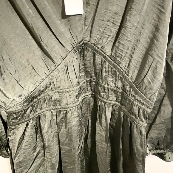 Sz  S Reitmans midi dress 3/4-Sleeve Empire Dress with Pleats green - Picture 8 of 10